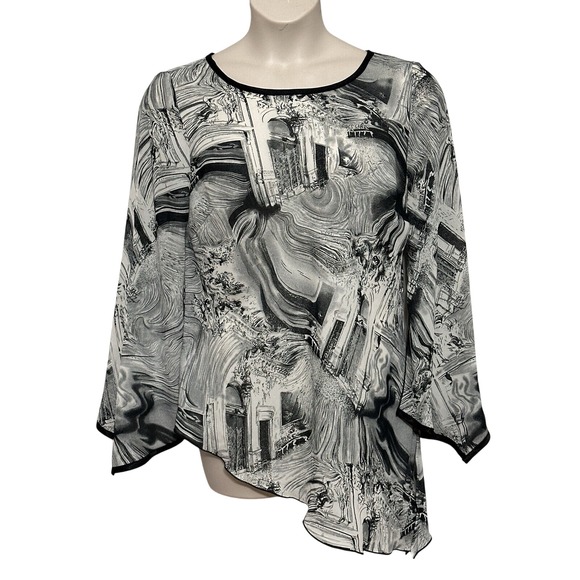 VTG Dress U II Women Top Plus 1X Black Abstract Asymmetrical Fairy Grunge Y2K - Picture 1 of 12